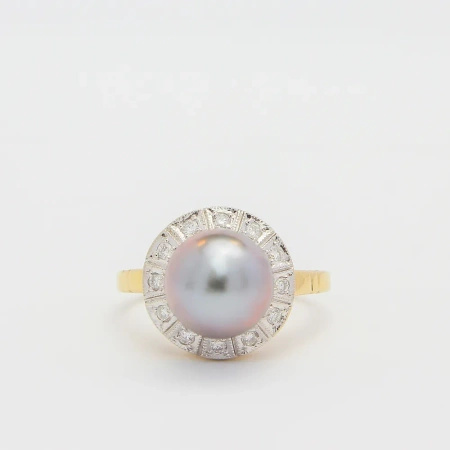 Pierścionek z perłą tahitańską i brylantami