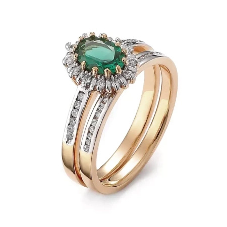 Pierścionek z szmaragdem i brylantami