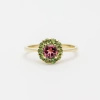 Pierścionek z rodolitem i turmalinami