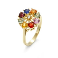 Pierścionek z szafirami i brylantem