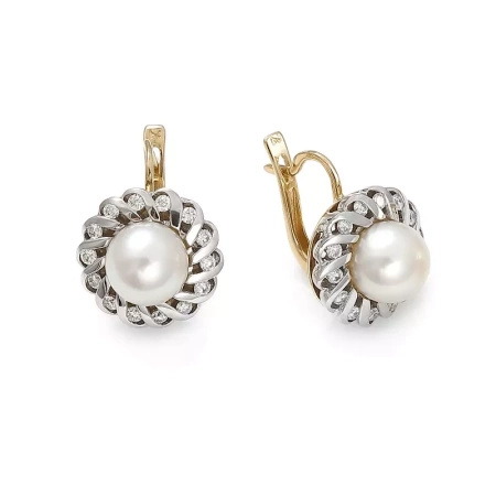 Kolczyki z perłą Biwa i brylantami