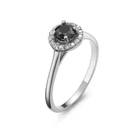 Pierścionek z czarnym brylantem i brylantami