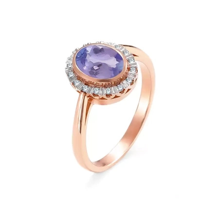 Pierścionek z tanzanitem i brylantami
