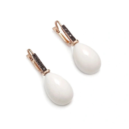 Kolczyki z agatem i czarnymi brylantami