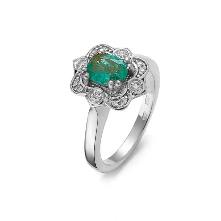 Pierścionek z szmaragdem i brylantami