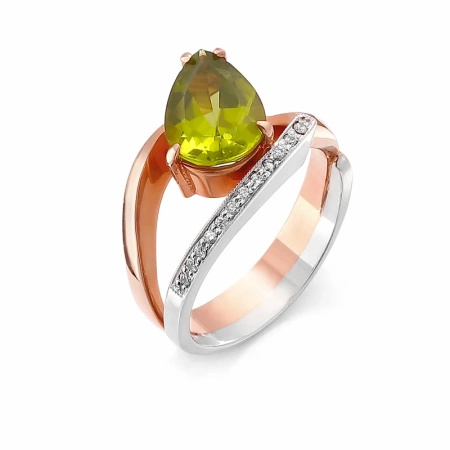 Pierścionek z oliwinem i brylantami