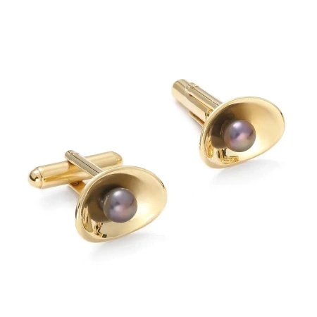 Złote spinki do mankietów z perłami