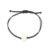 Bransoletka złota na sznurku Au 585 - koniczynka