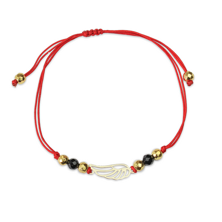 Bransoletka złota na sznurku Au 585 - skrzydełko