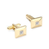 Złote spinki do mankietów z brylantami