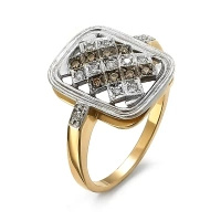 Pierścionek z białymi i koniakowymi brylantami 0,18 ct