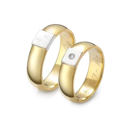 Obrączki ślubne z brylantem 0,02 ct