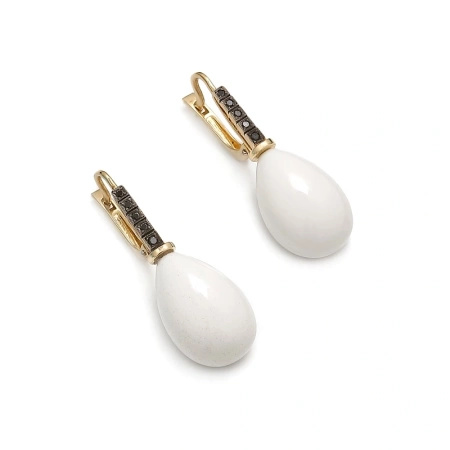 Kolczyki z agatem i czarnymi brylantami