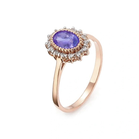 Pierścionek z tanzanitem i brylantami
