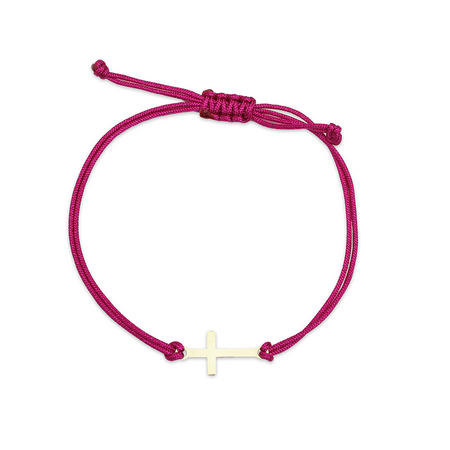 Bransoletka złota na sznurku Au 585 - krzyżyk