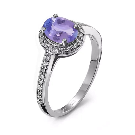 Pierścionek z tanzanitem i brylantami