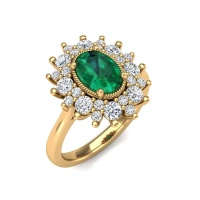 Pierścionek z szmaragdem i brylantami