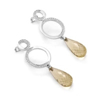 Kolczyki z kwarcem cytrynowym i brylantami