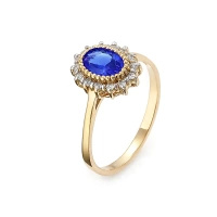 Pierścionek z szafirem i brylantami