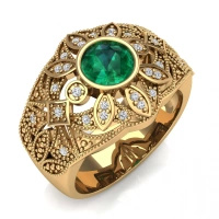 Pierścionek z szmaragdem i brylantami