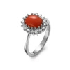 Pierścionek z koralem i cyrkoniami