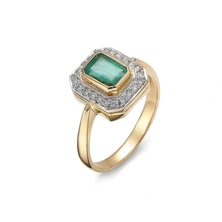 Pierścionek z szmaragdem i brylantami