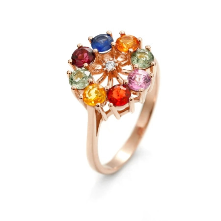 Pierścionek z szafirami i brylantem