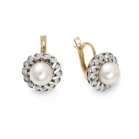 Kolczyki z perłą Biwa i brylantami