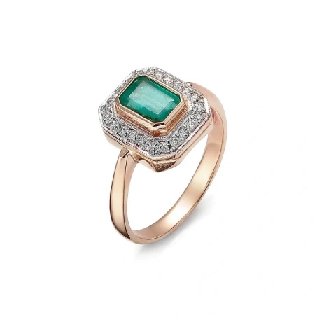 Pierścionek z szmaragdem i brylantami