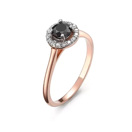 Pierścionek z czarnym brylantem i brylantami