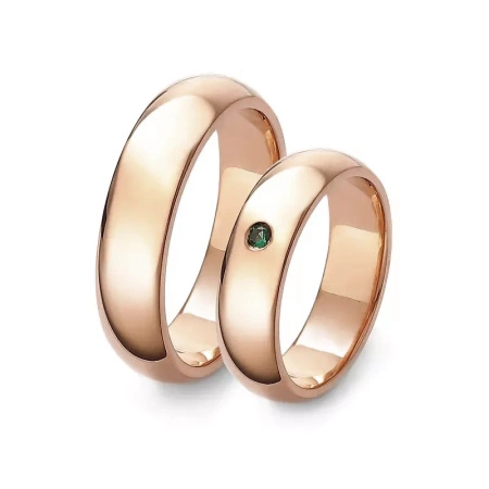 Obrączki ślubne ze szmaragdem 0,02 ct