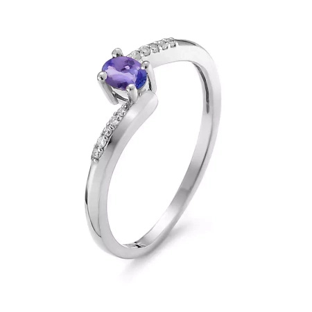 Pierścionek z tanzanitem i brylantami