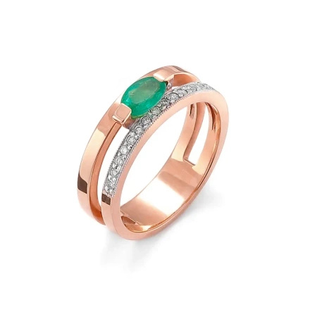 Pierścionek z szmaragdem i brylantami