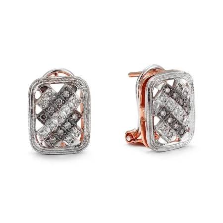 Kolczyki z białymi i koniakowymi brylantami