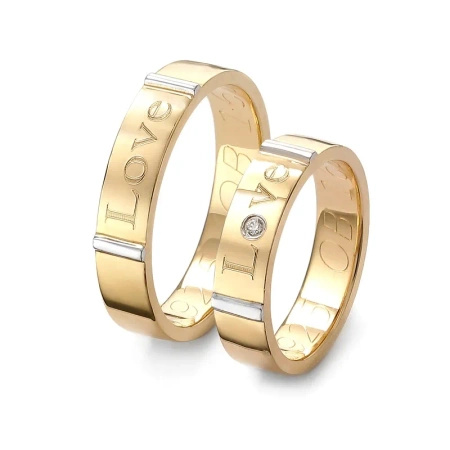 Obrączki ślubne z brylantem 0,015 ct