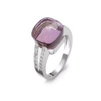 Pierścionek z ametystem i brylantami