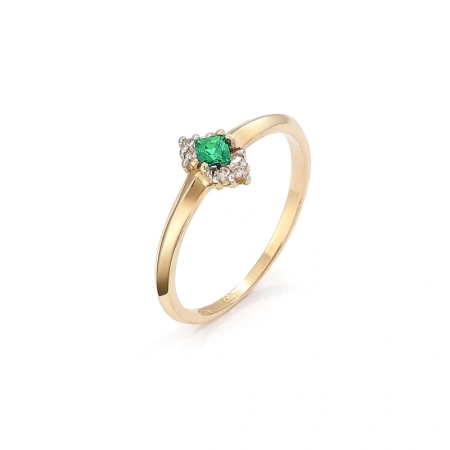 Pierścionek z szmaragdem i brylantami
