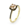 Pierścionek z morganitem i czarnymi brylantami
