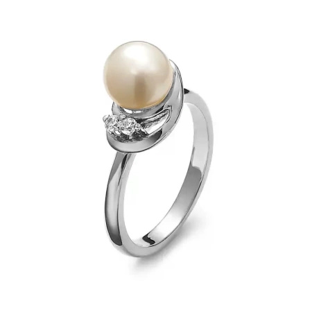 Pierścionek z perłą i cyrkoniami