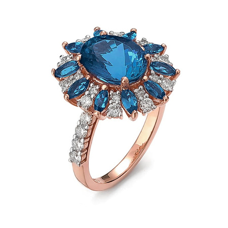 Pierścionek z szafirem i brylantami