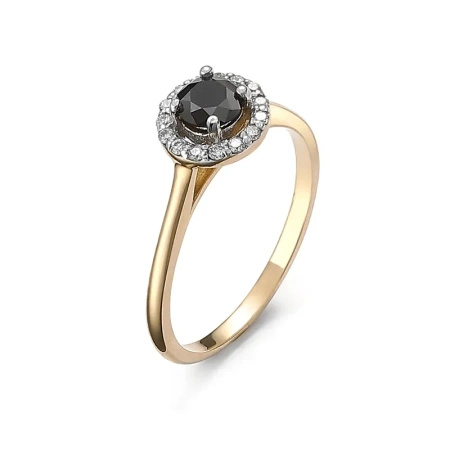 Pierścionek z czarnym brylantem i brylantami