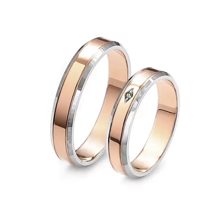 Obrączki ślubne ze szmaragdem 0,02 ct