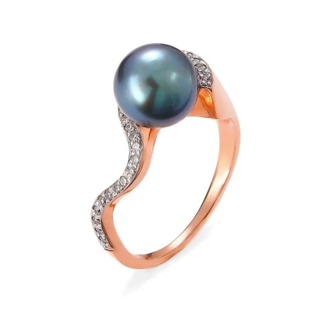 Pierścionek z perłą tahitańską i brylantami